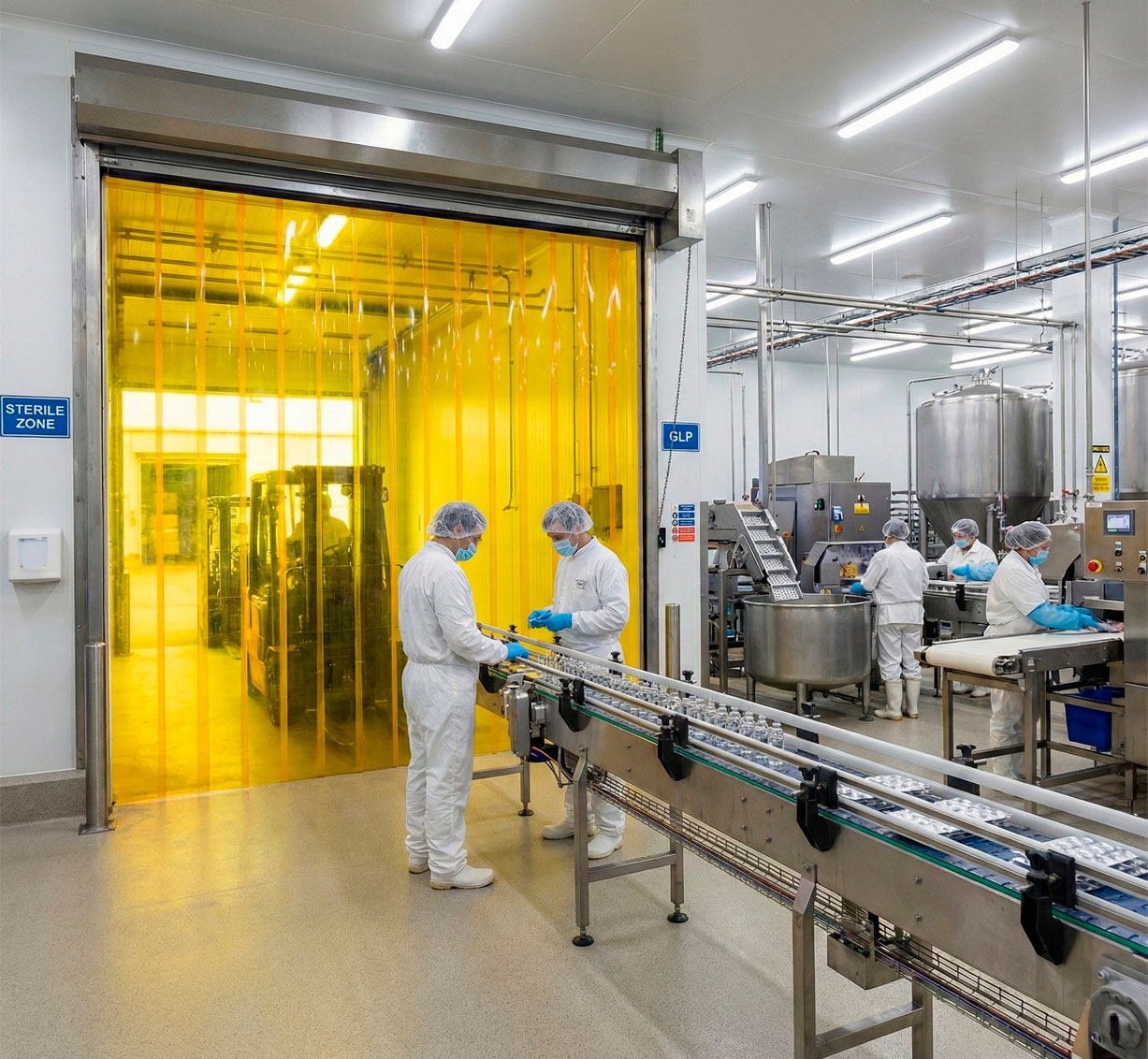 Separación de zonas en industria alimentaria con barrera antimosquitos