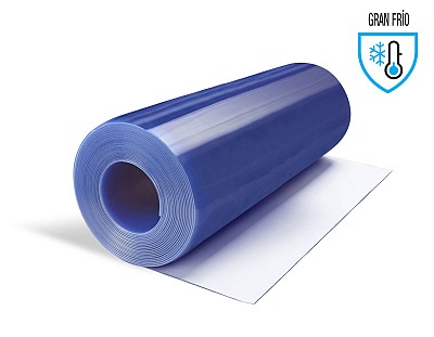 Rollo PVC Flexible (20 metros lineales) 1500x5mm Gran Fr&iacute;o Transparente Azulado